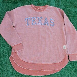 Texas Longhorns Ponchoville Crew Sweatshirt PLAID letters reverse fleece